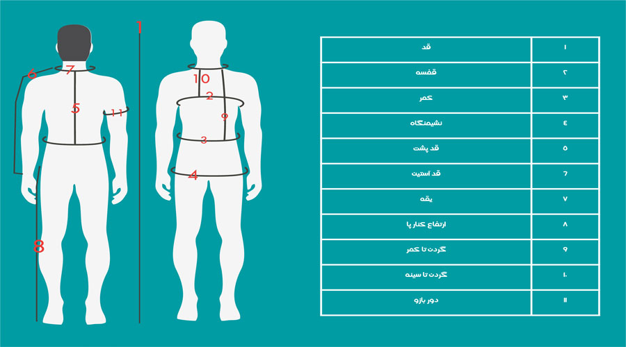 سایز لباس کار روی لباس زیر